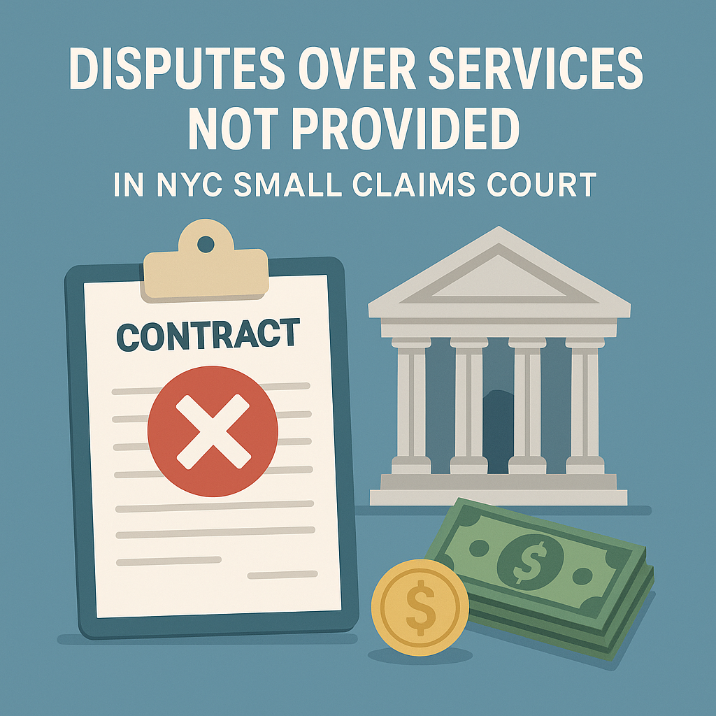 Suing for services not provided in nyc small claims