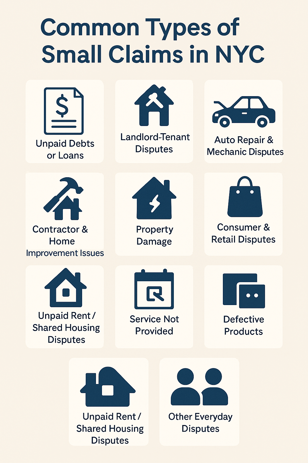 Common types of small claims in NYC